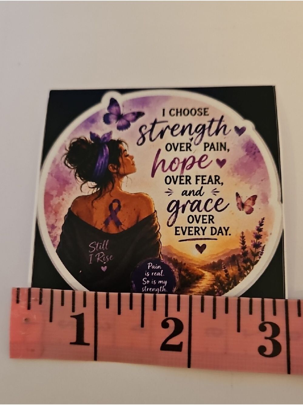 Handmade Chronic Pain Warrior Vinyl Sticker Hope Over Fear Purple Butterfly 3x3 - Picture 17 of 17